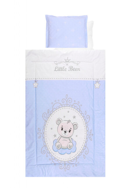 Set lenjerie pat 4 piese bumbac ranforce Little Bear Blue