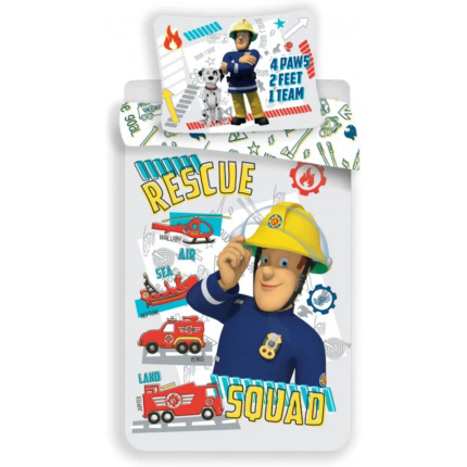 Set lenjerie pat copi 100x135 + 40x60 Fireman Sam Rescue Squad SunCity