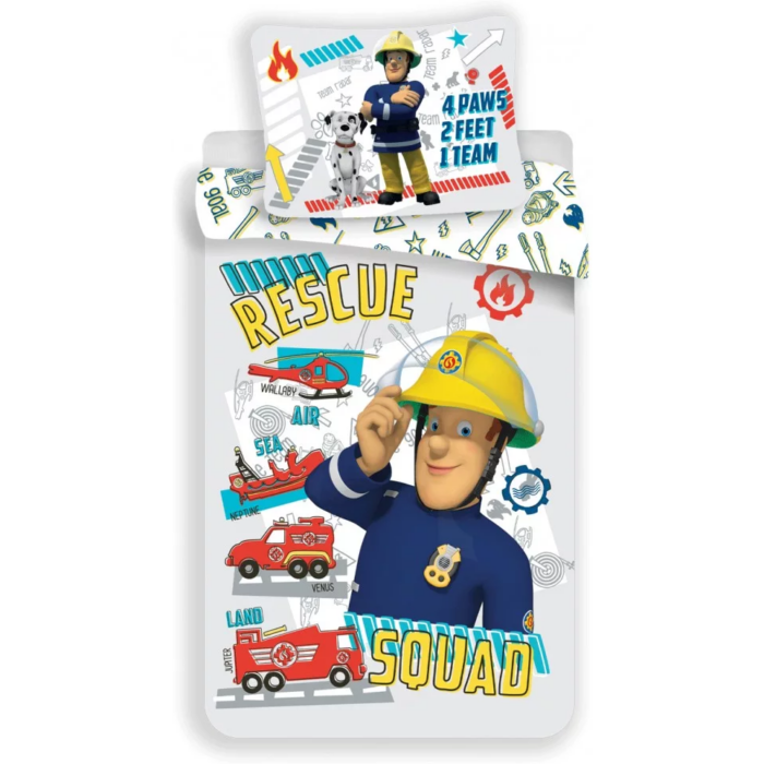 Set lenjerie pat copi 100x135 + 40x60 Fireman Sam Rescue Squad SunCity