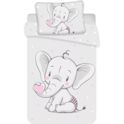 Set lenjerie pat copii 100x135 + 40x60 Elephant Heart Baby SunCity