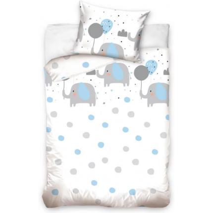 Set lenjerie pat copii Blue Elephant 100x135 + 40x60 SunCity CBX191021BABYB