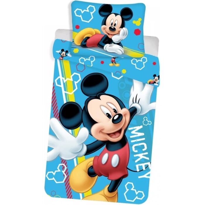 Set lenjerie pat copii Mickey Glow in the Dark 140x200 + 70x90 SunCity albastru