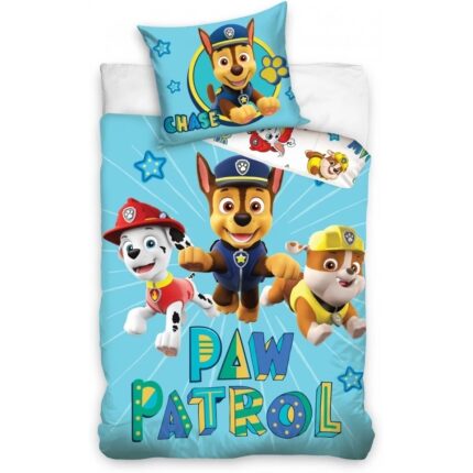 Set lenjerie pat copii Paw Patrol Chase 100x135 + 40x60 SunCity albastru