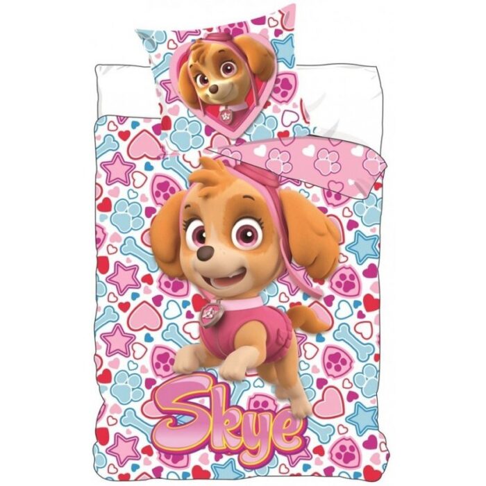 Set lenjerie pat copii Paw Patrol Skye 135x200 + 80x80 SunCity roz