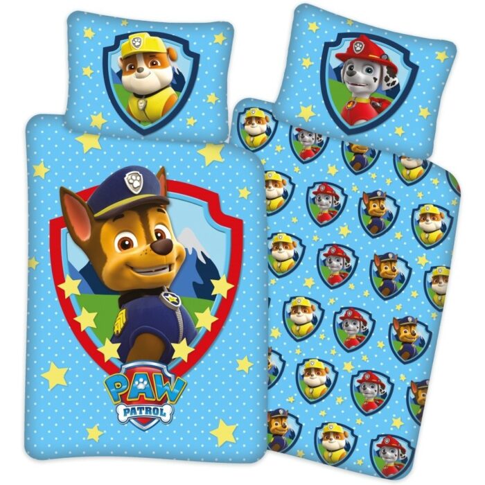 Set lenjerie pat copii Paw Patrol Stars 100x135 + 40x60 SunCity