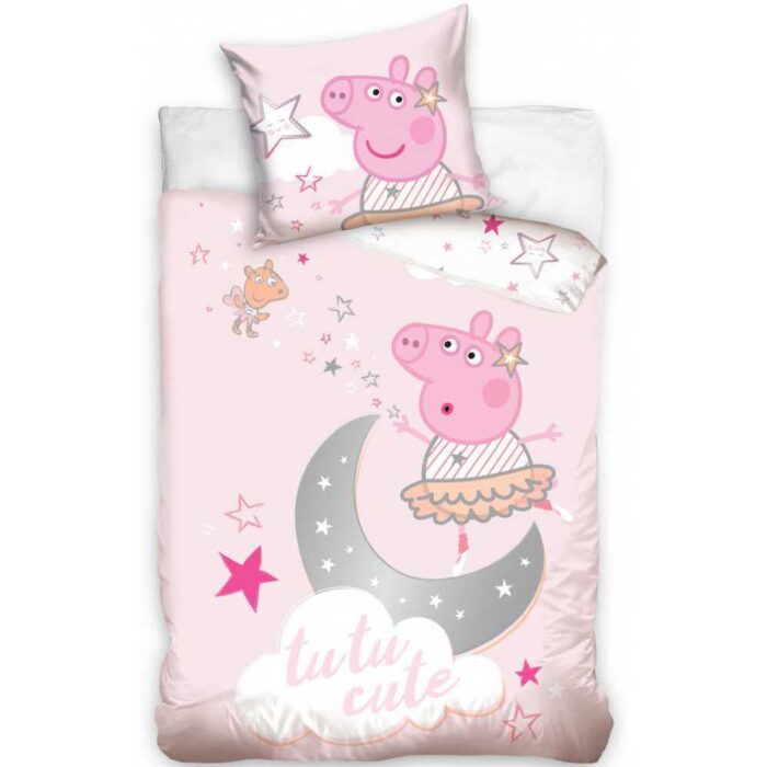 Set lenjerie pat copii Peppa Pig Tutu Cute 100x135 + 40x60 SunCity