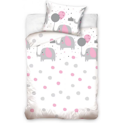 Set lenjerie pat copii Pink Elephant 100x135 + 40x60 SunCity CBX191021BABYA