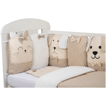 Set lenjerie patut 12 piese 120x60cm Bubaba Sleep Quardian Beige