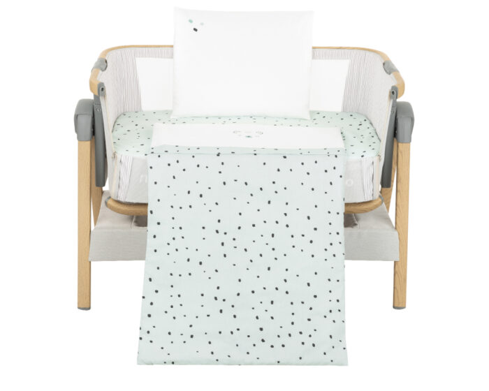 Set lenjerie patut 5piese KikkaBoo cu broderie Mini Cot Bear with me Mint 80x50 cm