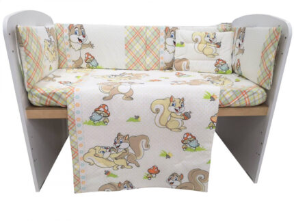 Set lenjerie patut cu 5 piese 120x60 cm Squirrels