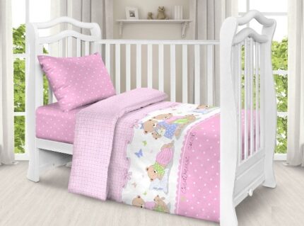 Set lenjerie patut cu 5 piese Sweet dreams pink