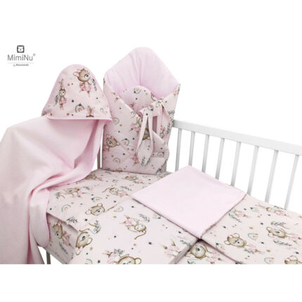 Set pentru bebelusi 6+1 piese MimiNu 120x60 cm Little Ballerina Pink