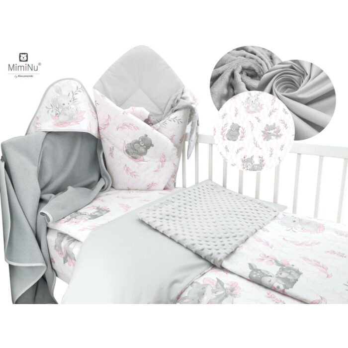 Set pentru bebelusi 6+1 piese MimiNu 120x60 cm Lulu Rose