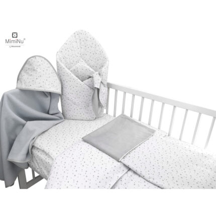 Set pentru bebelusi 6+1 piese MimiNu 120x60 cm Mini Gray Stars