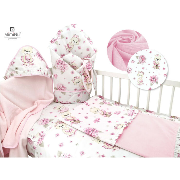 Set pentru bebelusi 6+1 piese MimiNu 120x60 cm Pink Ballerina