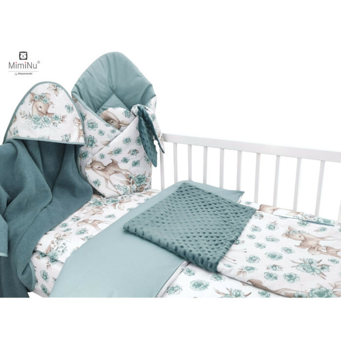 Set pentru bebelusi 6+1 piese MimiNu 120x60 cm Sweet Deer Mint