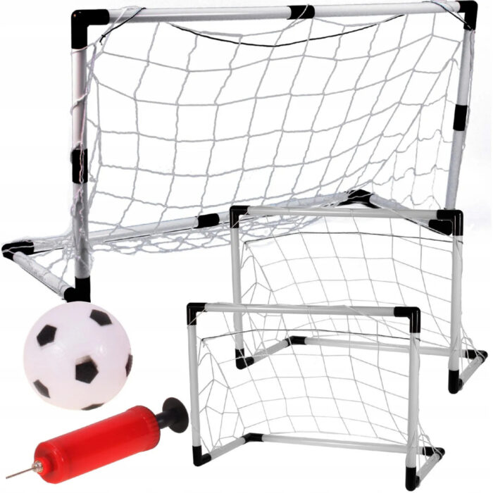 Set porti de fotbal 2 in 1 pentru copii cu minge si pompa incluse MalPlay