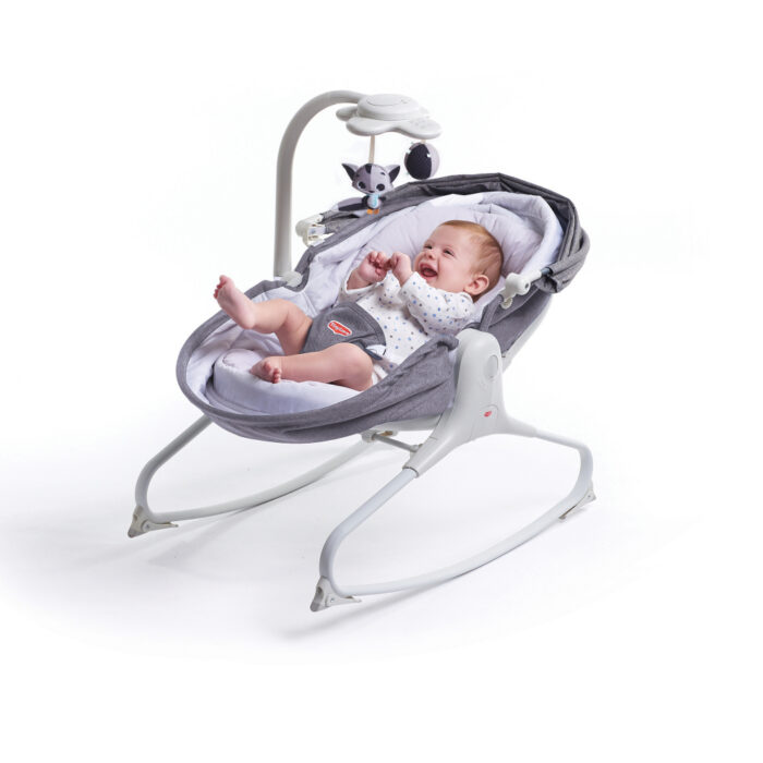 Sezlong 3 in 1 Tiny Love Cozy Rocker Napper 0 luni+ gri cu alb