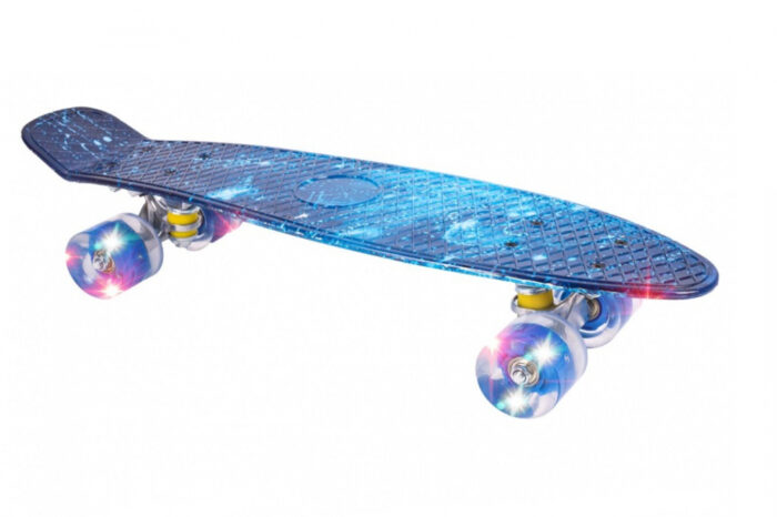 Skateboard cu LED-uri pentru copii 56x15cm Glowing Galaxy