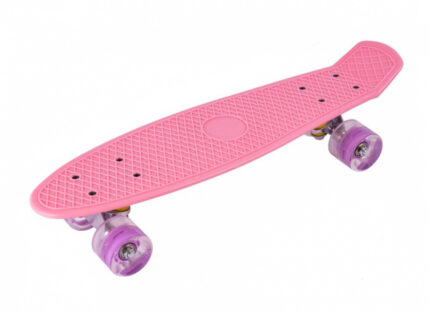 Skateboard cu led-uri pentru copii 56x15cm Roz