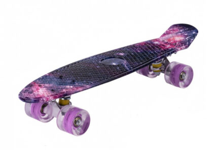 Skateboard cu led-uri pentru copii 56x15cm Space Colors