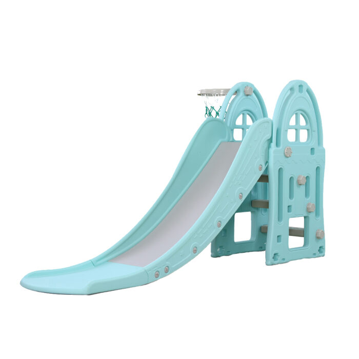 Tobogan pentru copii cu cos de baschet Nichiduta Garden Happy Kid Blue