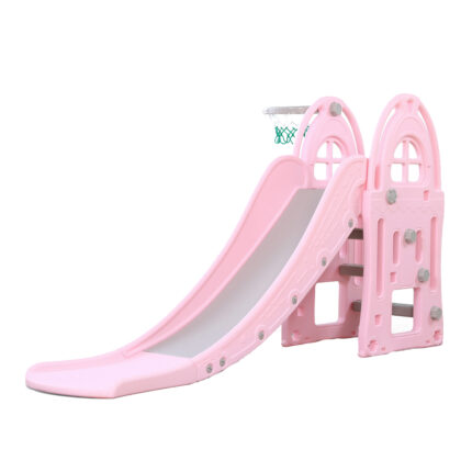 Tobogan pentru copii cu cos de baschet Nichiduta Garden Happy Kid Pink