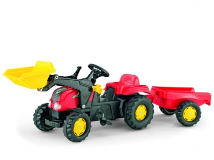 Tractor cu pedale Rolly Kid X Rosu cu remorca si cupa