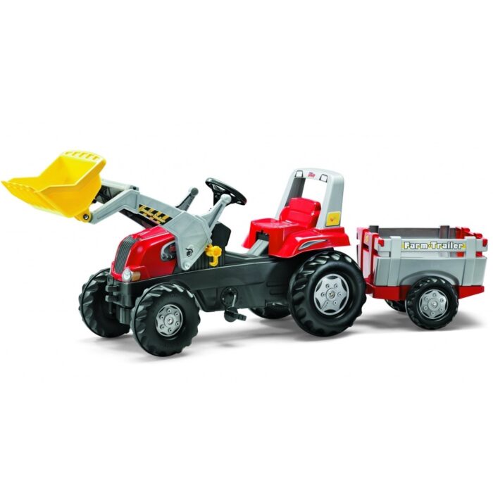 Tractor cu pedale Rolly Toys Junior cu remorca si cupa