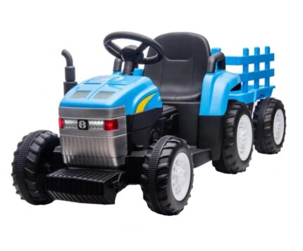 Tractor electric 12V cu telecomanda si remorca New T7 Blue