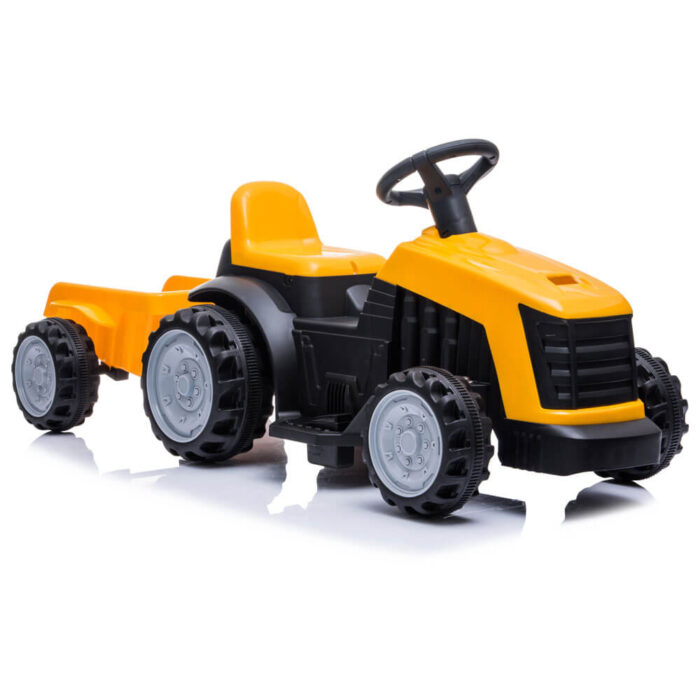 Tractor electric cu remorca pentru copii TR1908T galben