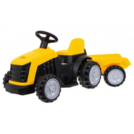 Tractor electric galben 6V cu remorca