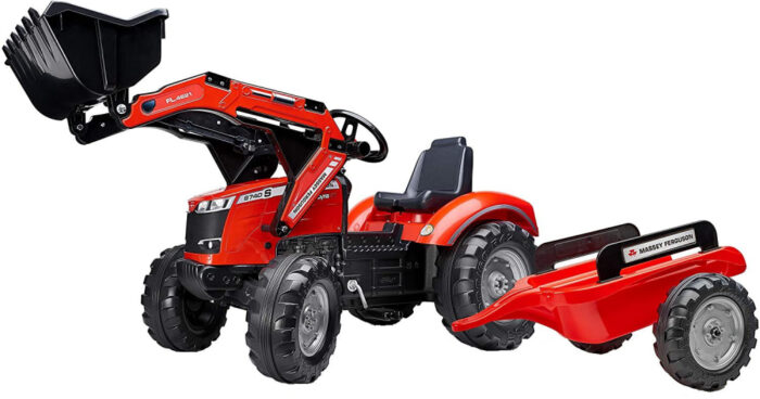 Tractor pentru copii Falk 4010AM cu remorca si incarcator frontal rosu