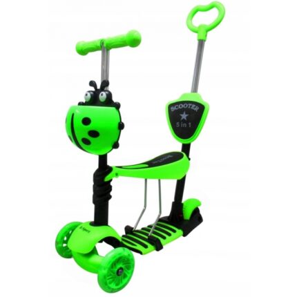 Trotineta 5 in 1 roti cu led platforma antiderapanta JR R-Sport verde