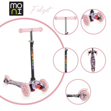 Trotineta Moni cu lumini Fidget pink