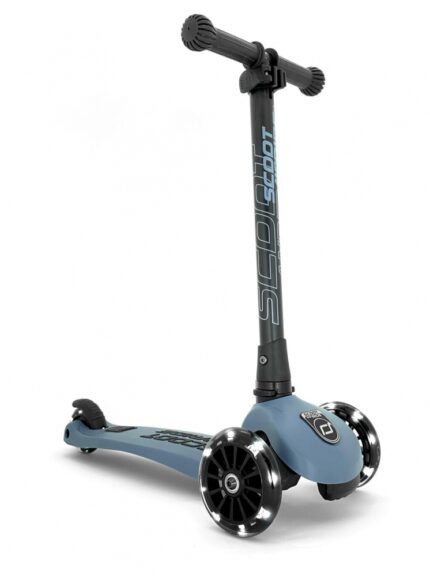 Trotineta copii pliabila cu roti luminoase Scoot Ride HighwayKick 3 Steel Bleu