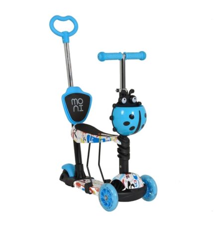 Trotineta evolutiva Moni cu maner parental si sezut Scooter 3 in 1 Lollipop Blue