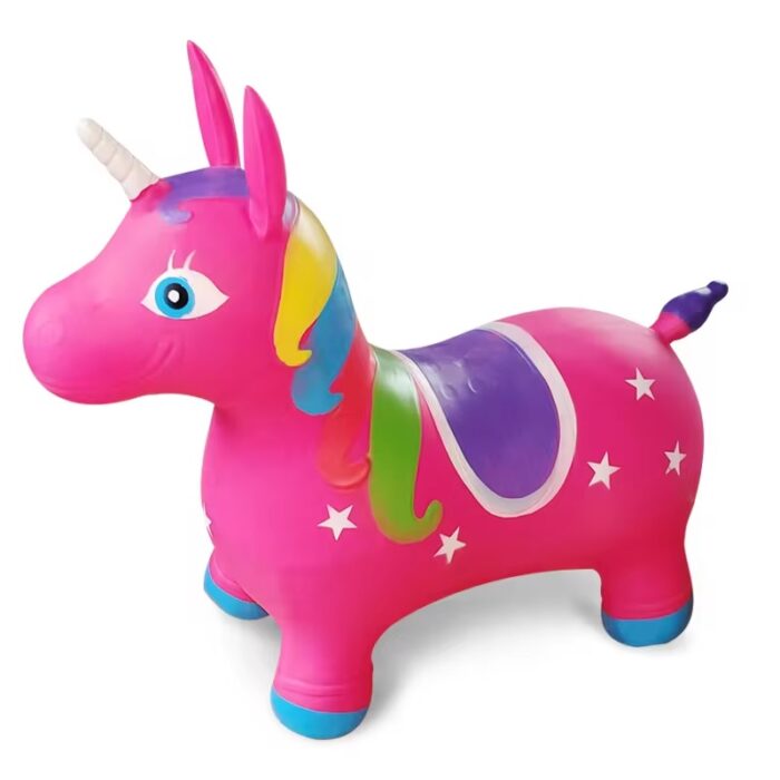 Unicorn gonflabil de sarit cu lumini si sunete Fucsia