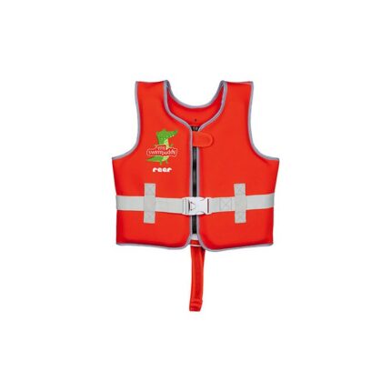 Vesta de inot Reer pentru copii ajustabila 2-3 ani marimea S rosie cu imprimeu crocodil MySwimBuddy Swim Vest