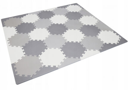 Covor puzzle din spuma EVA cu 43 elemente 150x130 cm hexagonal Grey