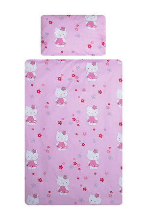 Lenjerie patut cu 3 piese 120x60 cm fete de schimb Hello Kitty