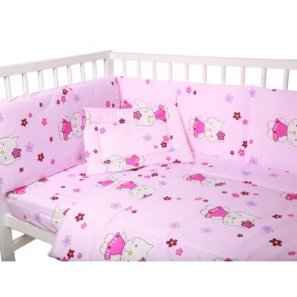 Lenjerie patut cu 3 piese Little Kitty Pink 039