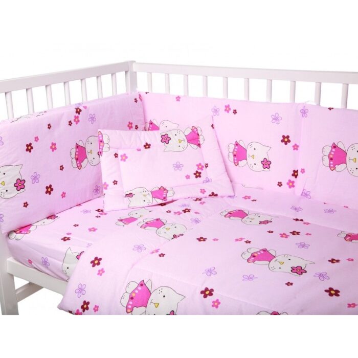 Lenjerie patut cu 3 piese Little Kitty Pink 039