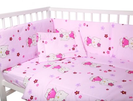 Lenjerie patut cu 4 piese Little Kitty Pink 039