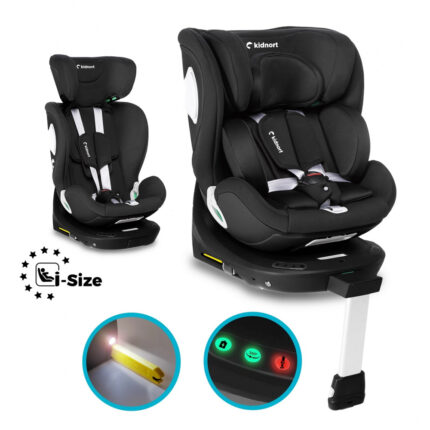 Scaun auto cu baza isofix rotativ 360 i-Size 40-150cm Kidnort Black