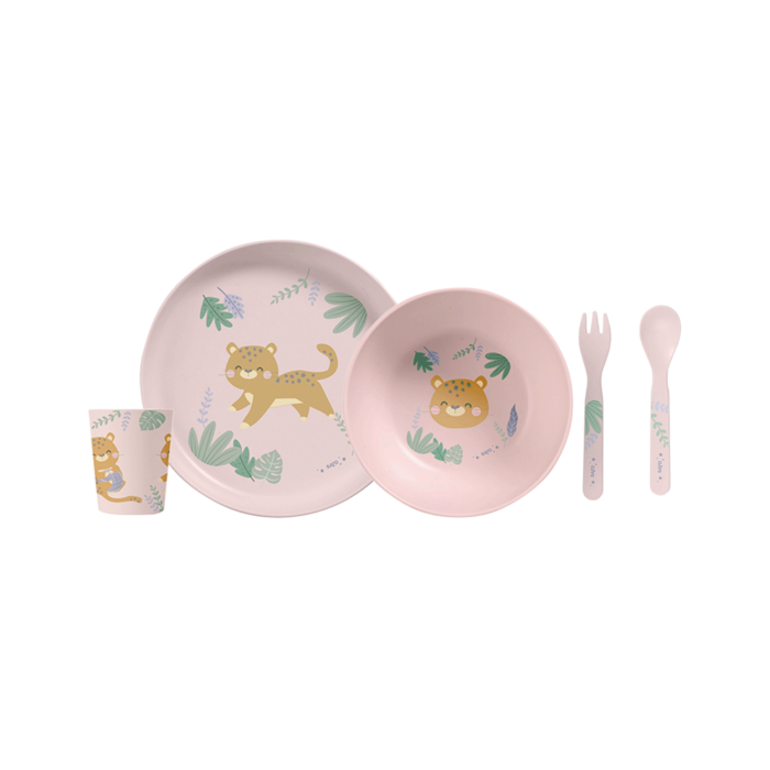 Set complet de masa cu 5 piese Jungle Cheetahs rose