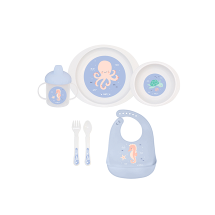 Set complet de masa cu 6 piese Ocean Life blue