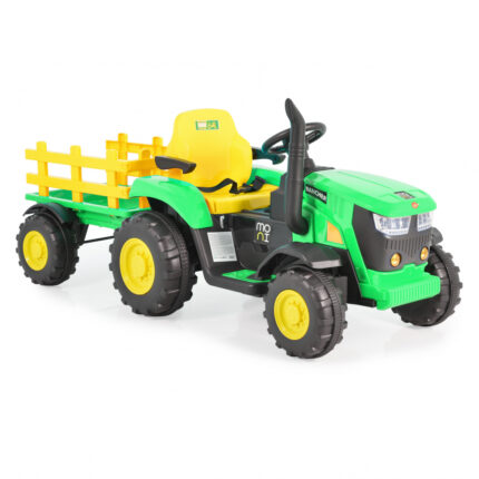 Tractor electric cu remorca si telecomanda Moni Rancher green